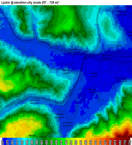 Ljubin elevation map