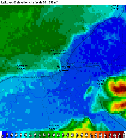 Lajkovac elevation map