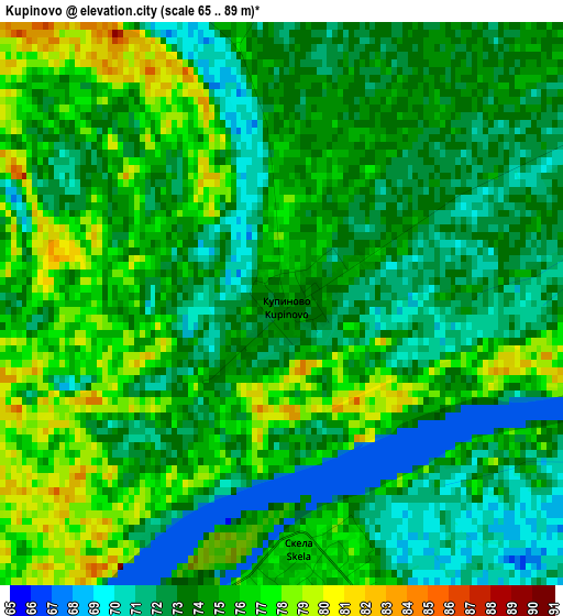 Kupinovo elevation map