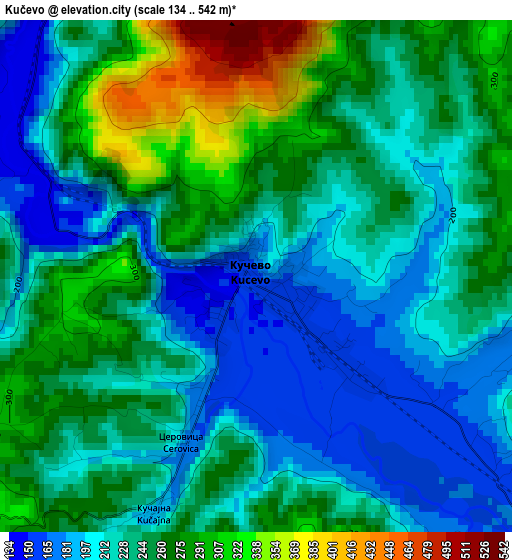 Kučevo elevation map