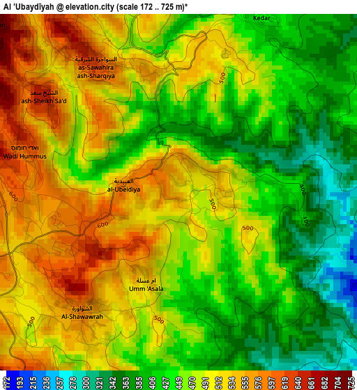 Al ‘Ubaydīyah elevation map