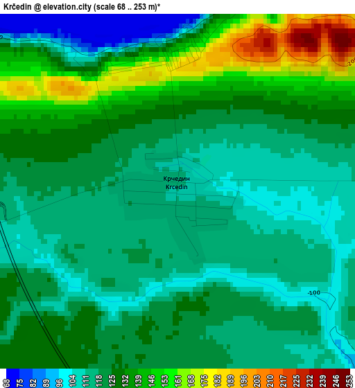 Krčedin elevation map