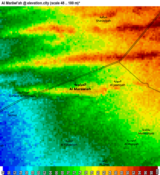 Al Marāwi‘ah elevation map