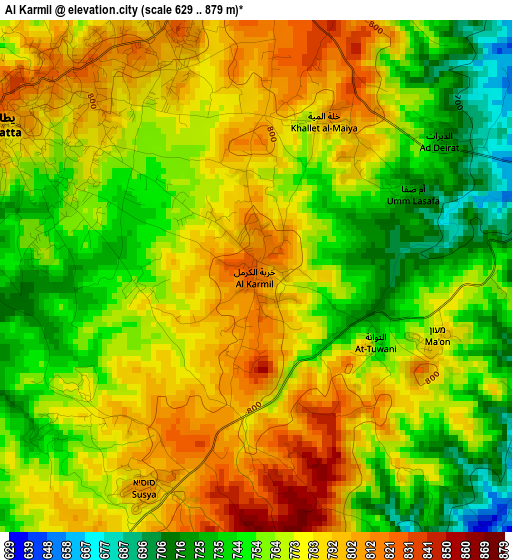 Al Karmil elevation map