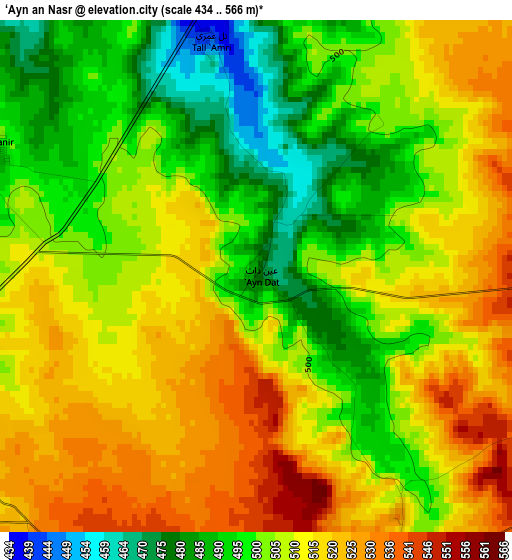 ‘Ayn an Nasr elevation map