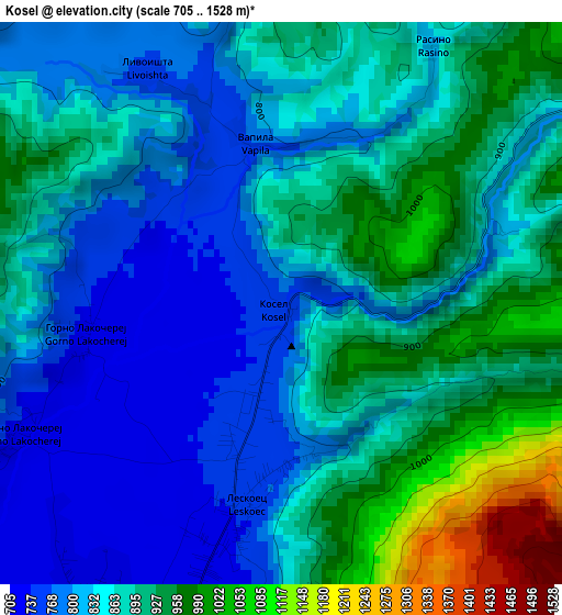 Kosel elevation map