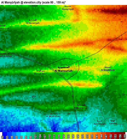 Al Manşūrīyah elevation map