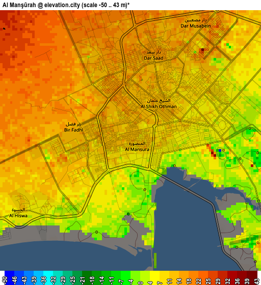 Al Manşūrah elevation map
