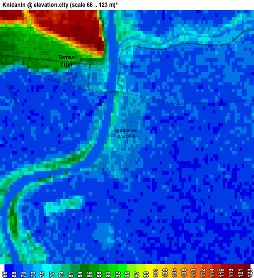 Knićanin elevation map