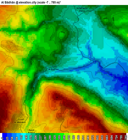 Al Bādhān elevation map