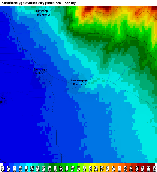 Kanatlarci elevation map