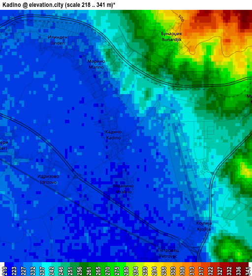 Kadino elevation map