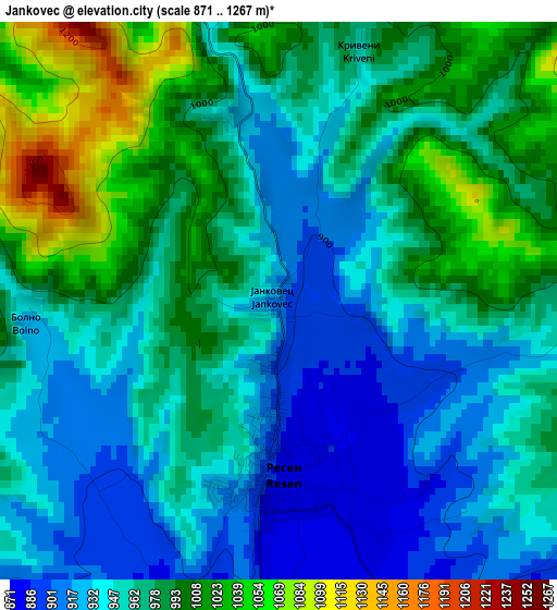 Jankovec elevation map