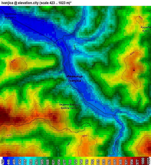 Ivanjica elevation map