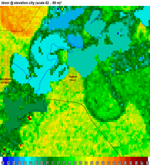 Idvor elevation map