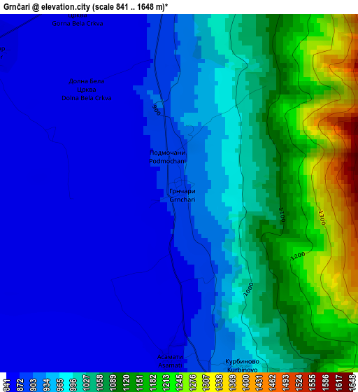 Grnčari elevation map