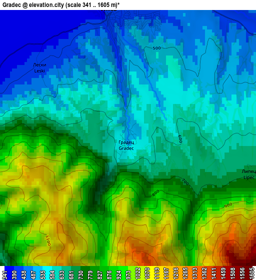 Gradec elevation map