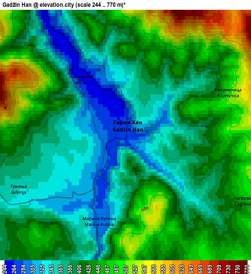 Gadžin Han elevation map