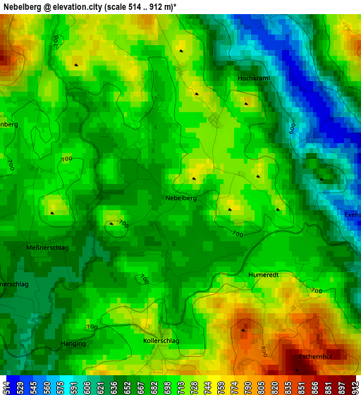 Nebelberg elevation map