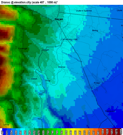 Dranoc elevation map