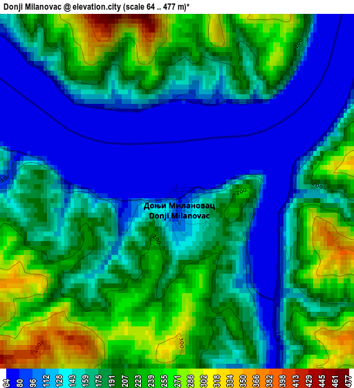 Donji Milanovac elevation map