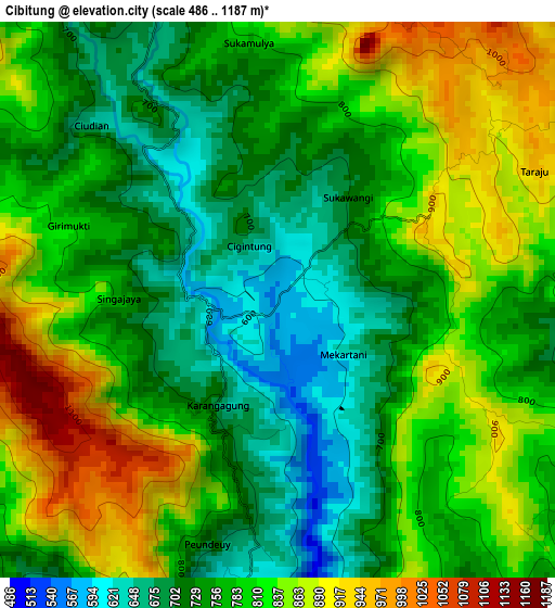 Cibitung elevation map