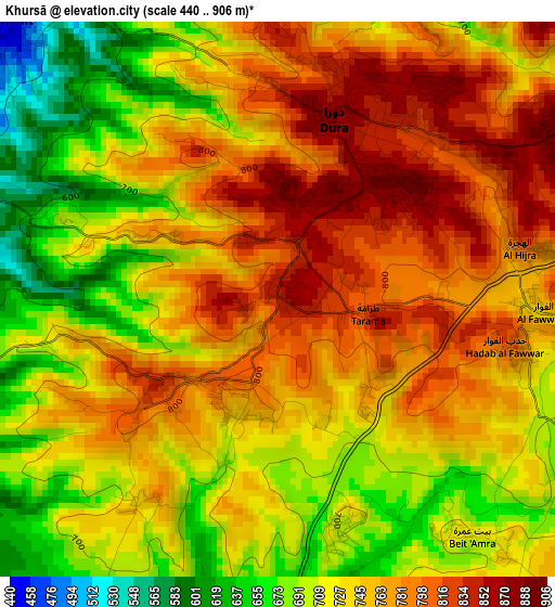 Khursā elevation map