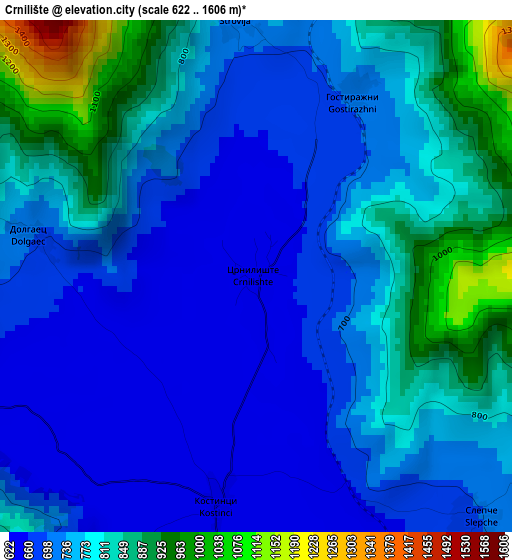 Crnilište elevation map