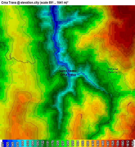 Crna Trava elevation map