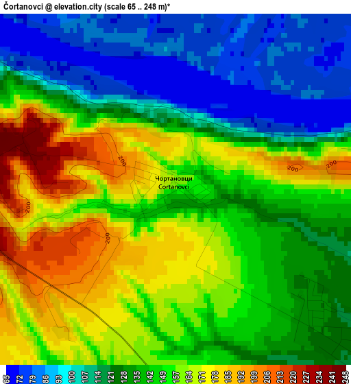 Čortanovci elevation map