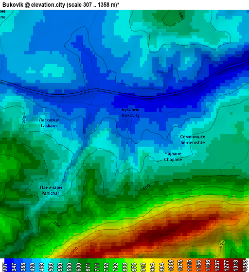 Bukovik elevation map