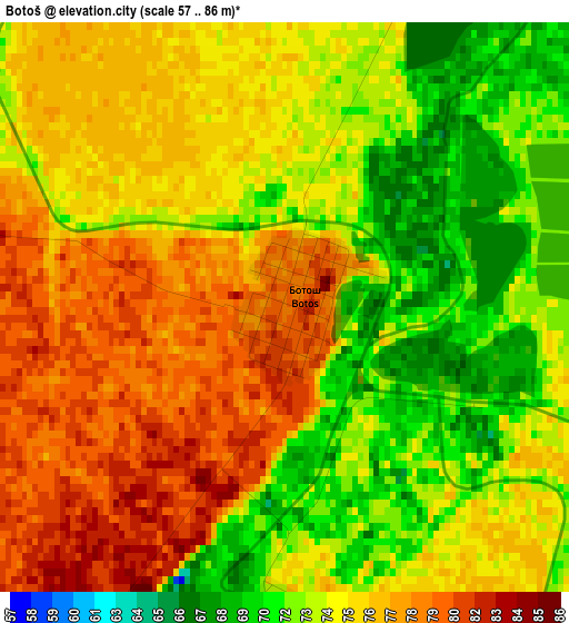 Botoš elevation map