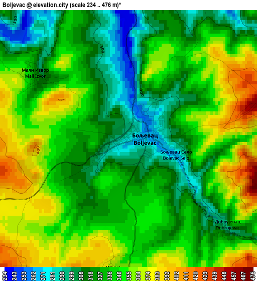 Boljevac elevation map