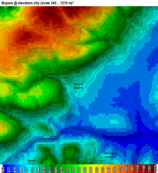 Bojane elevation map