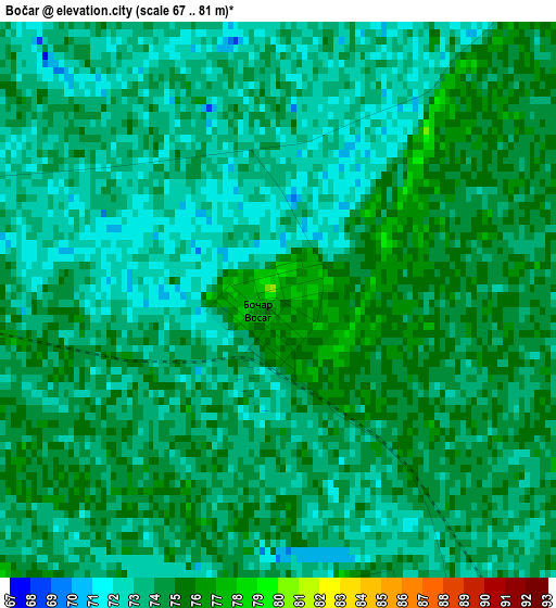 Bočar elevation map