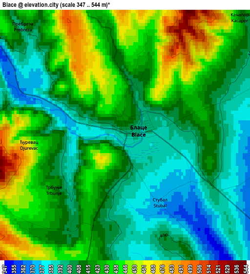 Blace elevation map