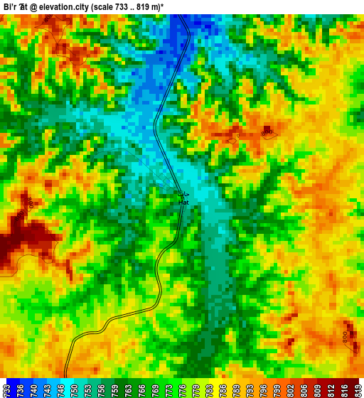 Bi’r Ḩāt elevation map