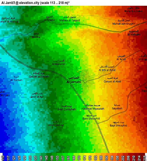 Al Jarrāḩī elevation map