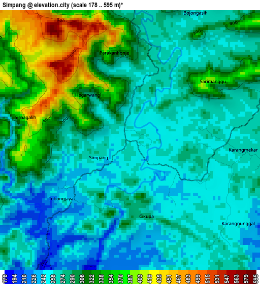 Simpang elevation map