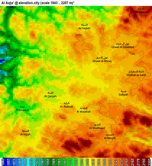 Al Aqţa‘ elevation map