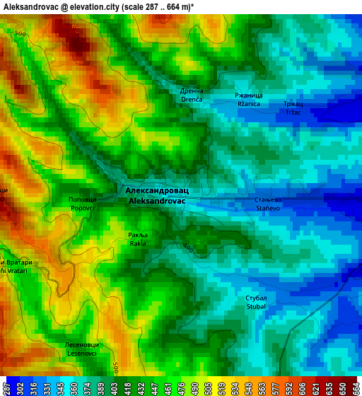 Aleksandrovac elevation map