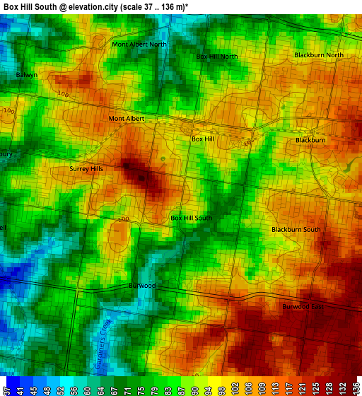 Box Hill South elevation map