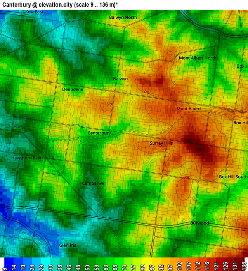 Canterbury elevation map