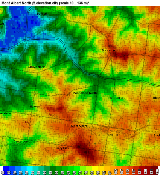 Mont Albert North elevation map