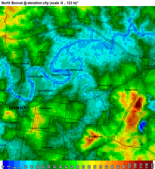 North Booval elevation map