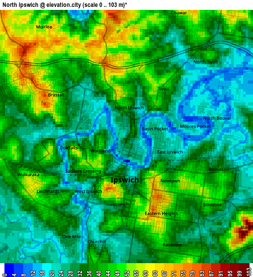 North Ipswich elevation map