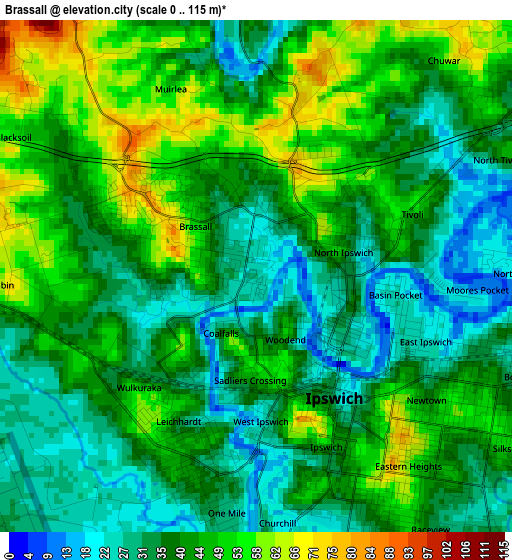 Brassall elevation map