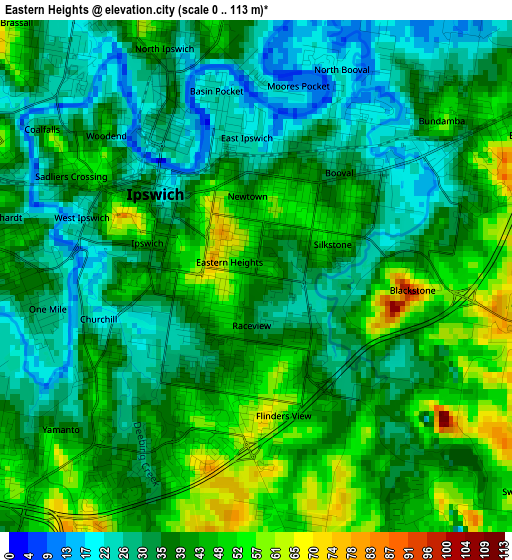 Eastern Heights elevation map