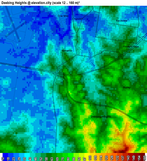 Deebing Heights elevation map