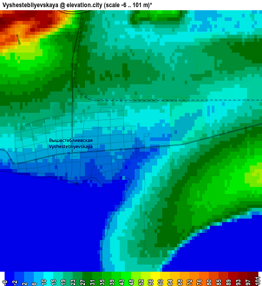 Vyshestebliyevskaya elevation map